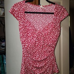 Red and White Floral Summer Top